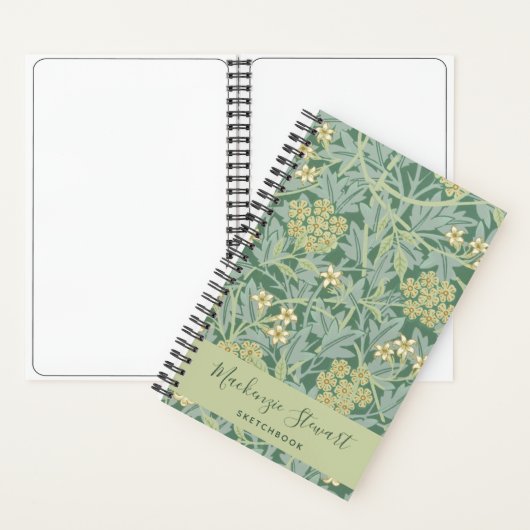 Green Jasmine Floral Pattern Sketchbook ノートブック (内側)