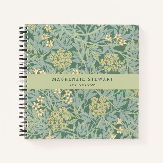 Green Jasmine Floral Pattern Sketchbook ノートブック (正面)