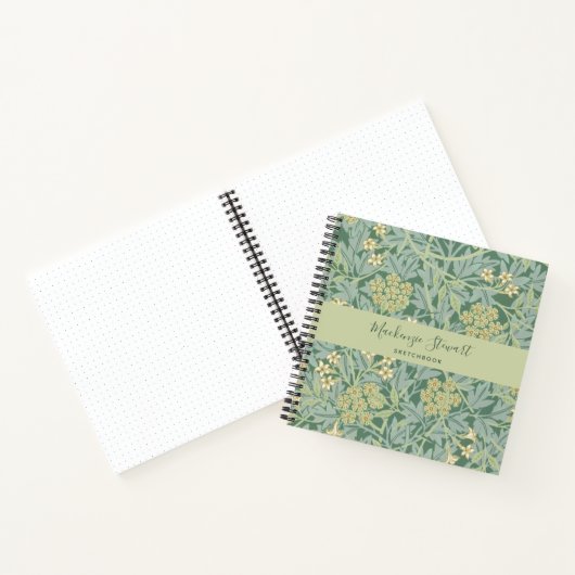 Green Jasmine Floral Pattern Sketchbook ノートブック (内部)