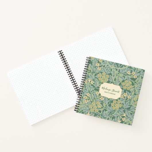 Green Jasmine Floral Pattern Sketchbook ノートブック (内部)
