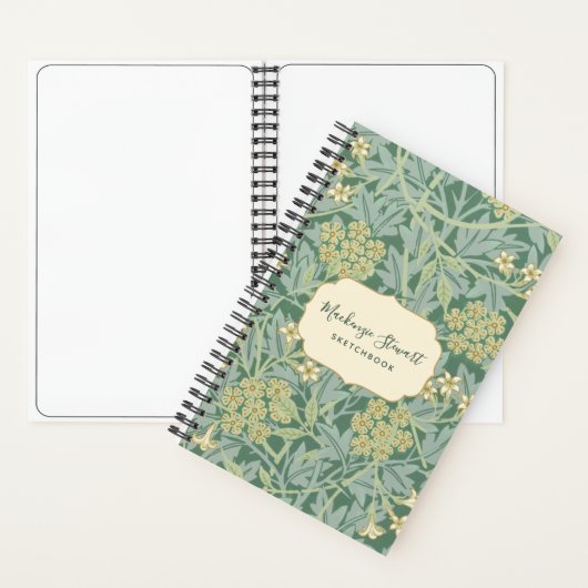 Green Jasmine Floral Pattern Sketchbook ノートブック (内側)
