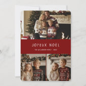 Green Joyeux Noel Christmasフランスの Family Photo シーズンカード (正面)