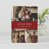 Green Joyeux Noel Christmasフランスの Family Photo シーズンカード (スタンド正面)