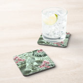 Green Jungle Print and Orchids Plastic Coaster Set コースター (右側)