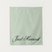 Green Just Married Fabric Car Wedding Banner Sign タペストリー (正面)