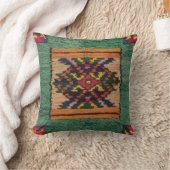 Green Kilim Pillows Me近く：職人技を持って来る クッション (ブランケット)