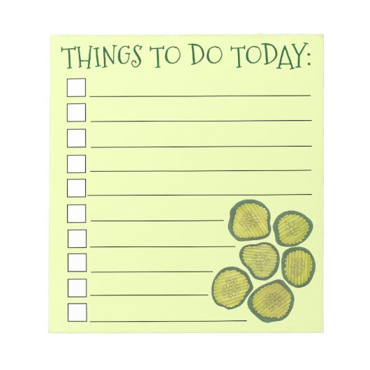 Green Kosher Dill Sweet Pickle Chipsチェックリスト ノートパッド (正面)