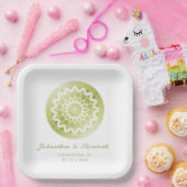 Green Lace Mandala Wedding ペーパープレート (パーティー)