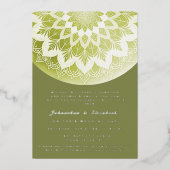 Green Lace Mandala Wedding 箔招待状 (正面)