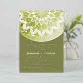 Green Lace Mandala Wedding 箔招待状 (立ち正面)