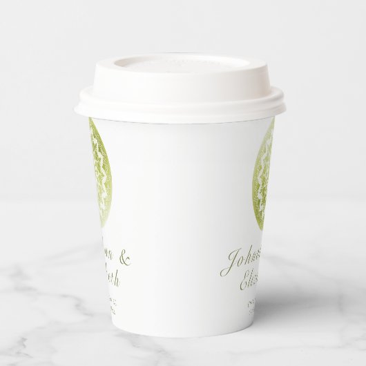 Green Lace Mandala Wedding 紙コップ (左)