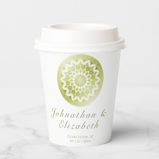 Green Lace Mandala Wedding 紙コップ (裏面)
