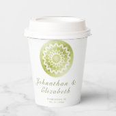 Green Lace Mandala Wedding 紙コップ (正面)