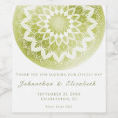 Green Lace Mandala Wedding Wine Label ワインラベル (シングルラベル)