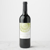 Green Lace Mandala Wedding Wine Label ワインラベル (正面)