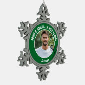 Green Lacrosse Player Photo High School スノーフレークピューターオーナメント (左)