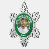 Green Lacrosse Player Photo High School スノーフレークピューターオーナメント (右)