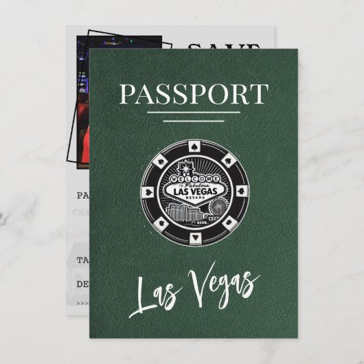 Green Las Vegas Passport日付の保存 セーブザデート (正面/裏面)