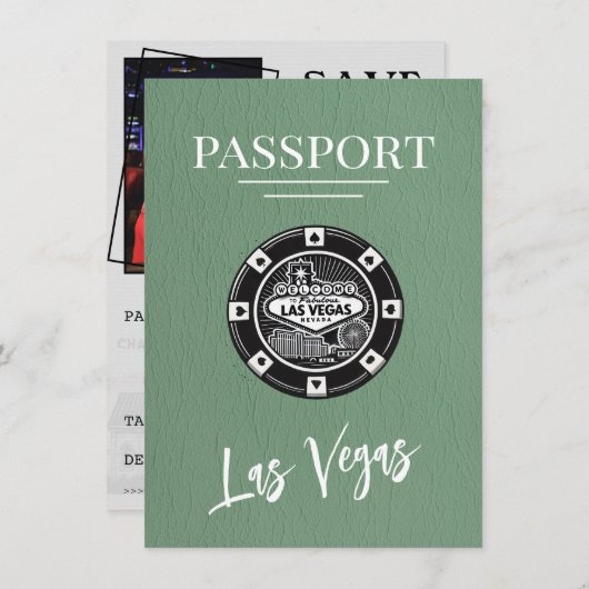 Green Las Vegas Passport日付の保存 セーブザデート (正面/裏面)