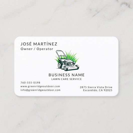 Green Lawn Care and Landscaping Service 名刺 (正面)