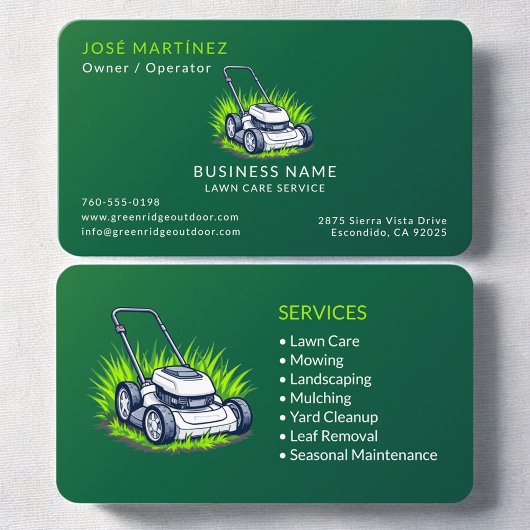 Green Lawn Service and Maintenance Professional 名刺