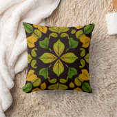 Green Leaf Abstract Square Throw Pillow クッション (ブランケット)