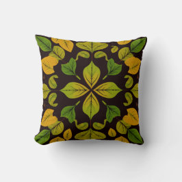 Green Leaf Abstract Square Throw Pillow クッション