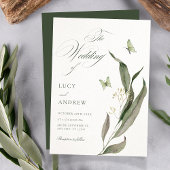 Green leaf Aesthetic elegant wedding 招待状