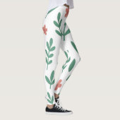Green Leaf and Pink Flower  Pattern Legging レギンス (右)