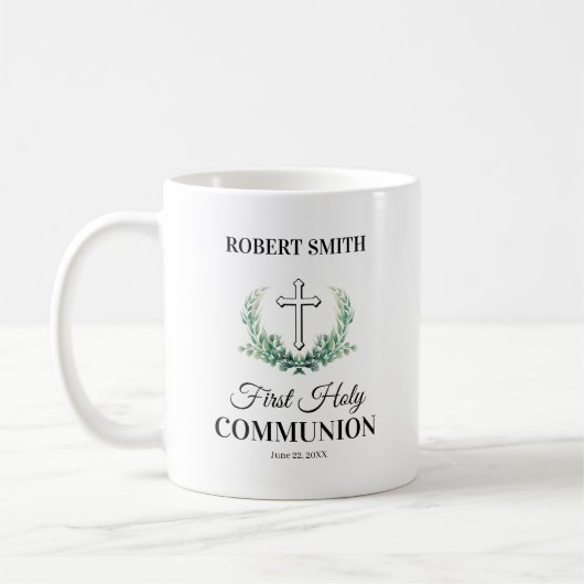 Green leaf first communion  コーヒーマグカップ (左)