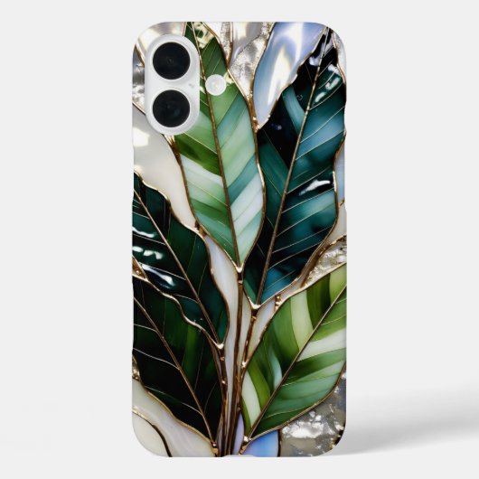 Green Leaf Marble Gold Aesthetic Phone Case Case-Mate iPhoneケース (裏面)