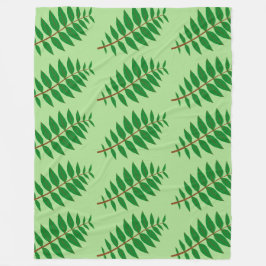 Green Leaf Pattern フリースブランケット