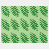 Green Leaf Pattern フリースブランケット (正面(横))