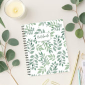 Green Leaf Pattern Personalized Notebook ノートブック