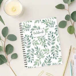 Green Leaf Pattern Personalized Notebook ノートブック