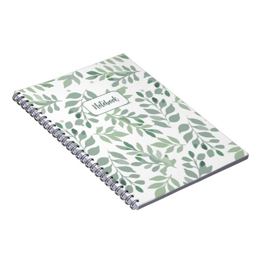 Green Leaf Pattern Personalized Notebook ノートブック (右側)