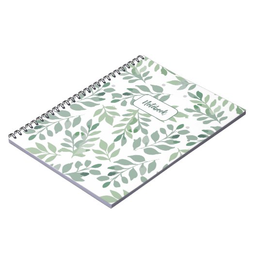 Green Leaf Pattern Personalized Notebook ノートブック (左側)
