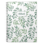 Green Leaf Pattern Personalized Notebook ノートブック (正面)