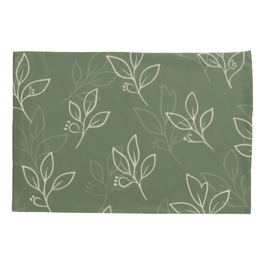 Green Leaf Pillowcase Set 枕カバー (裏面-左)