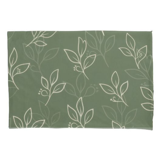 Green Leaf Pillowcase Set 枕カバー (正面左)