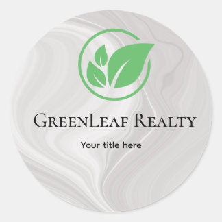 Green leaf Real estate white Marble custom Busines ラウンドシール