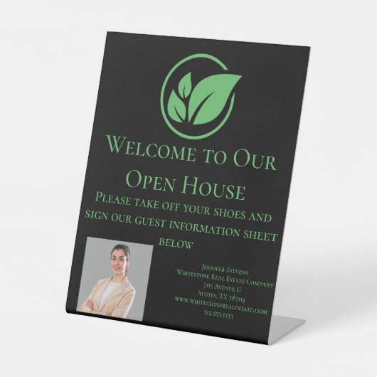 Green leaf Real estate white Marble custom Busines 台座サイン (正面)