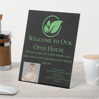 Green leaf Real estate white Marble custom Busines 台座サイン