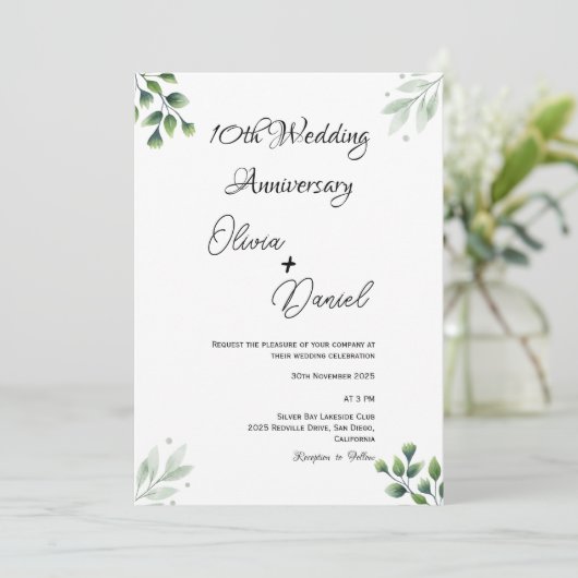 Green Leaf' Standard 10th Wedding Anniversary  招待状 (スタンド正面)