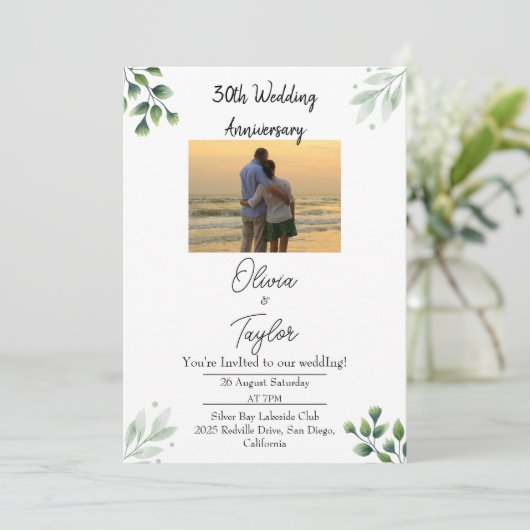 Green Leaf' Standard 30th Wedding Anniversary  招待状 (スタンド正面)