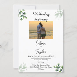 Green Leaf' Standard 30th Wedding Anniversary  招待状