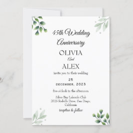 Green Leaf' Standard 45th Wedding Anniversary  招待状