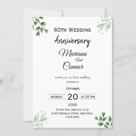 Green Leaf' Standard 60th Wedding Anniversary  招待状