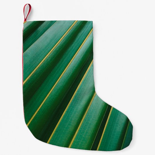 Green leaf texture plant stripes スモールクリスマスストッキング (正面)