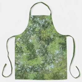 Green Leaf Trees With Blue Sky Peaking Through Art エプロン